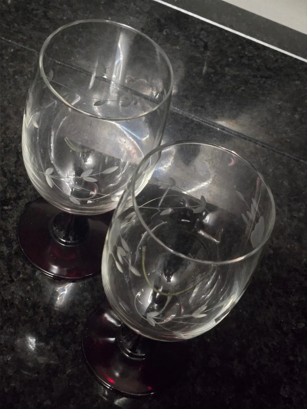 Princess House Heritage Iced Tea Glasses With Red Stems- Set Of 2